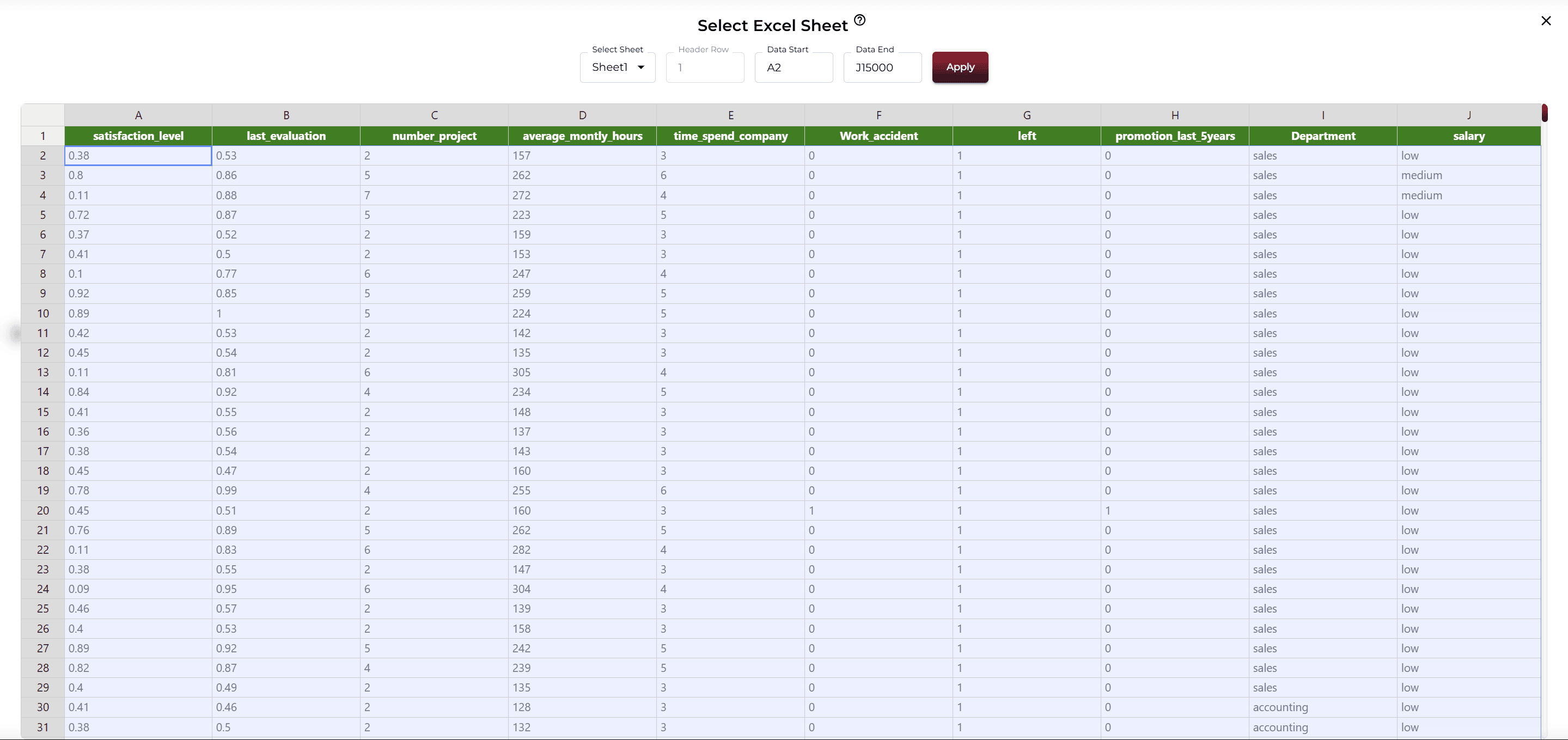 Excel Selection