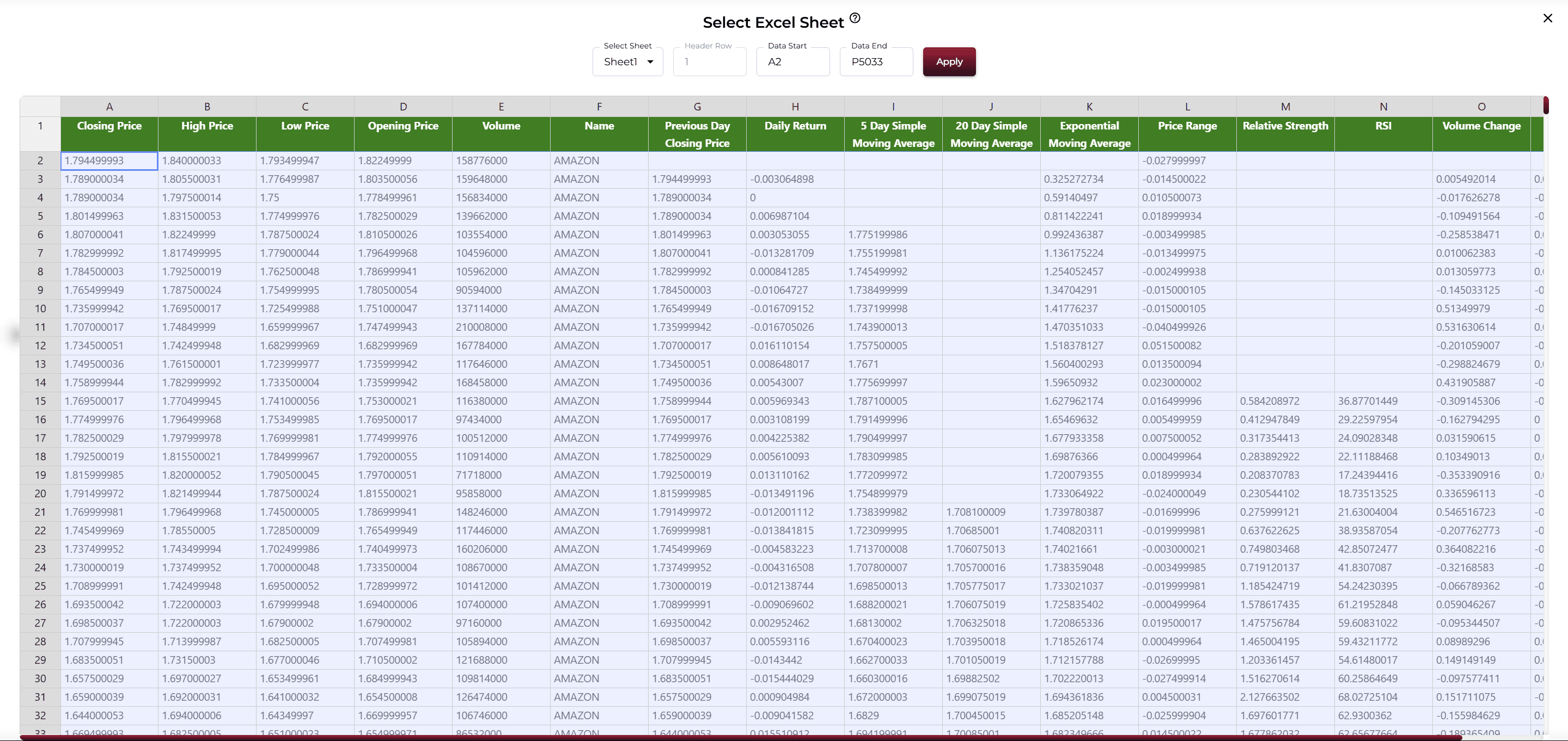 Excel Selection